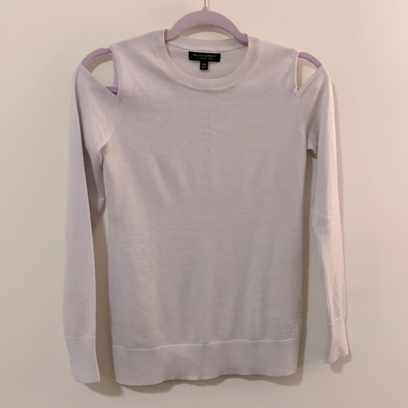 Banana Republic Cold Shoulder Heather Gray Pullover Sweater - Picture 4 of 8